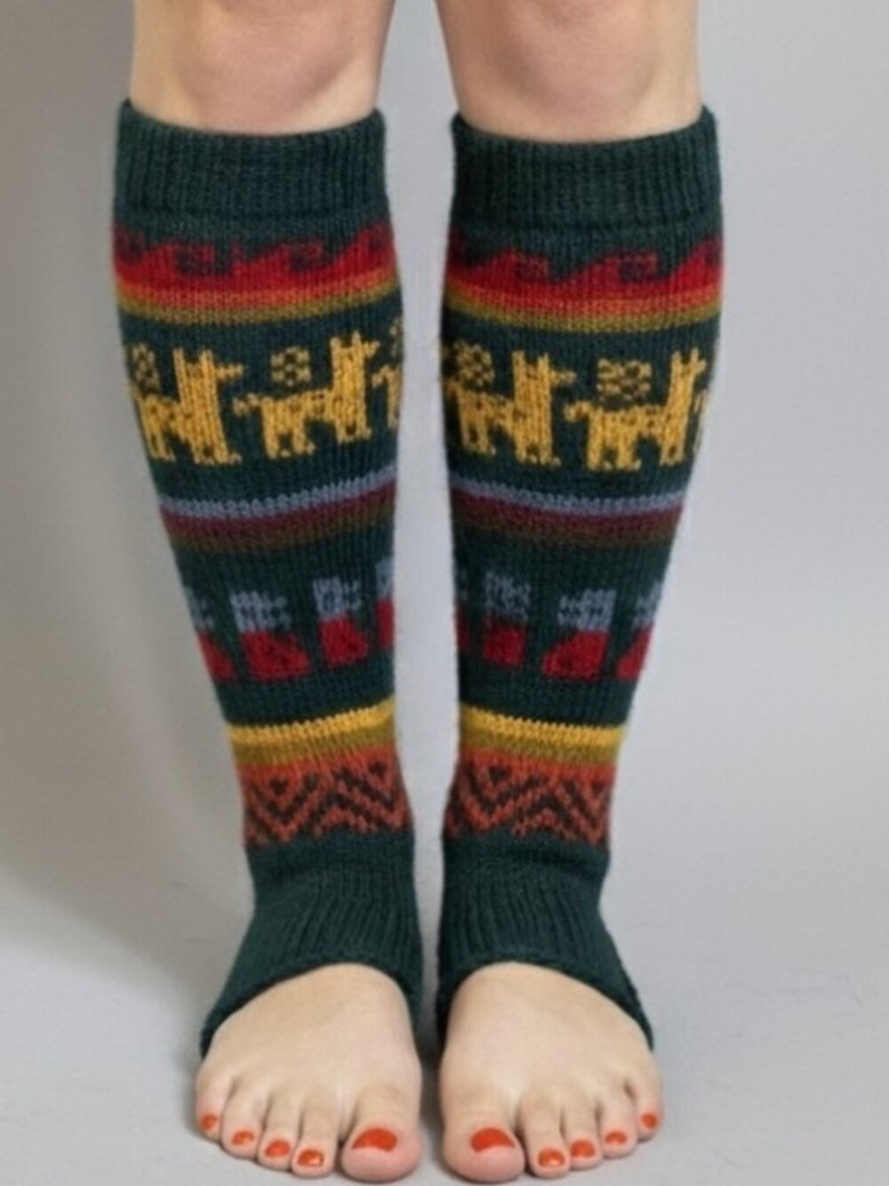 Alpaca Knit Leg Warmers w/ Stirrups - Small, handmade!